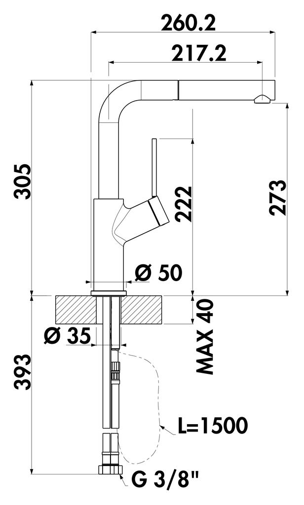 Naber 5011315, Mio 4 Einhebelmischer, edelstahlfinish, Hochdruck, Erkelenz