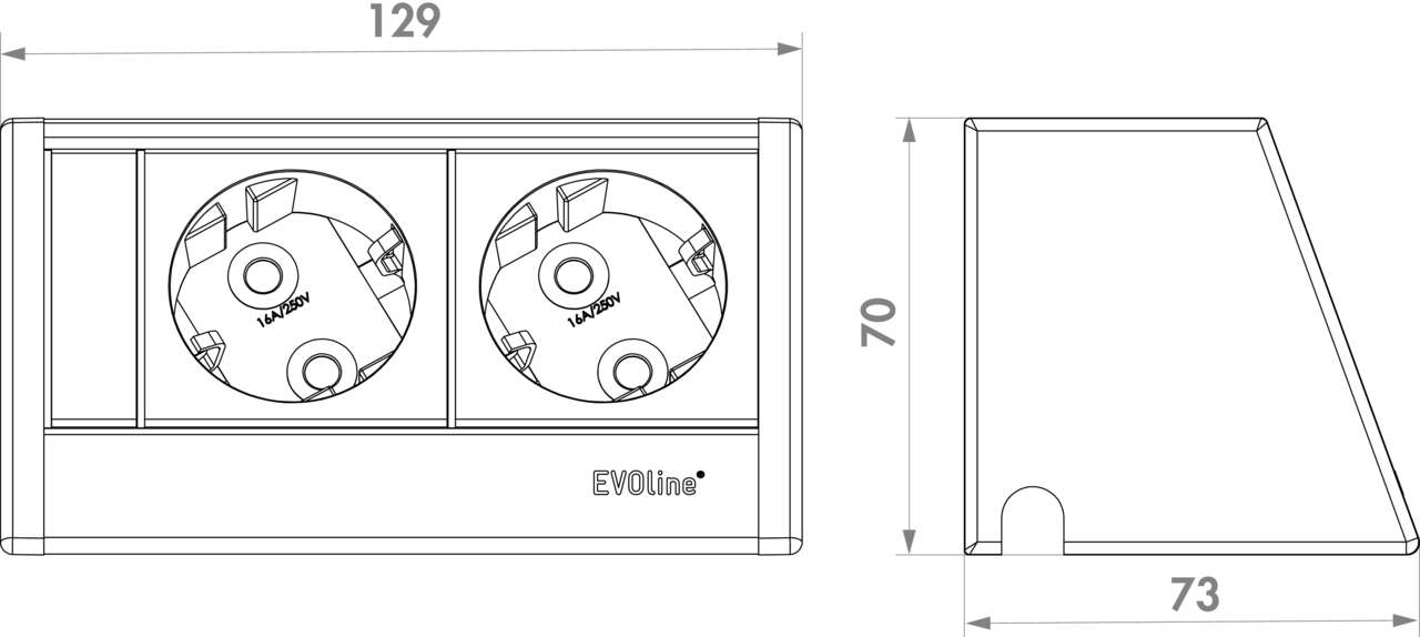 Naber 8031193, Evoline® Wing 2, mit Schukosteckdosen, silber