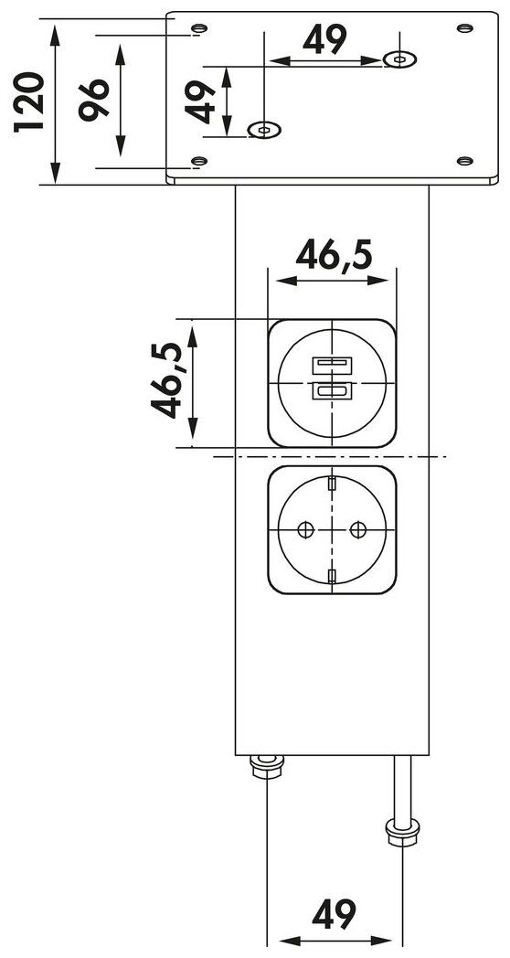 Naber 3021196, Connero 3 schräg, schwarz matt, H 170 mm