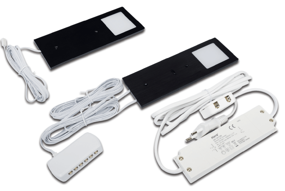 HERA LED ECO-PAD F 6W schwarz 2er Set neutralweiß 4000K