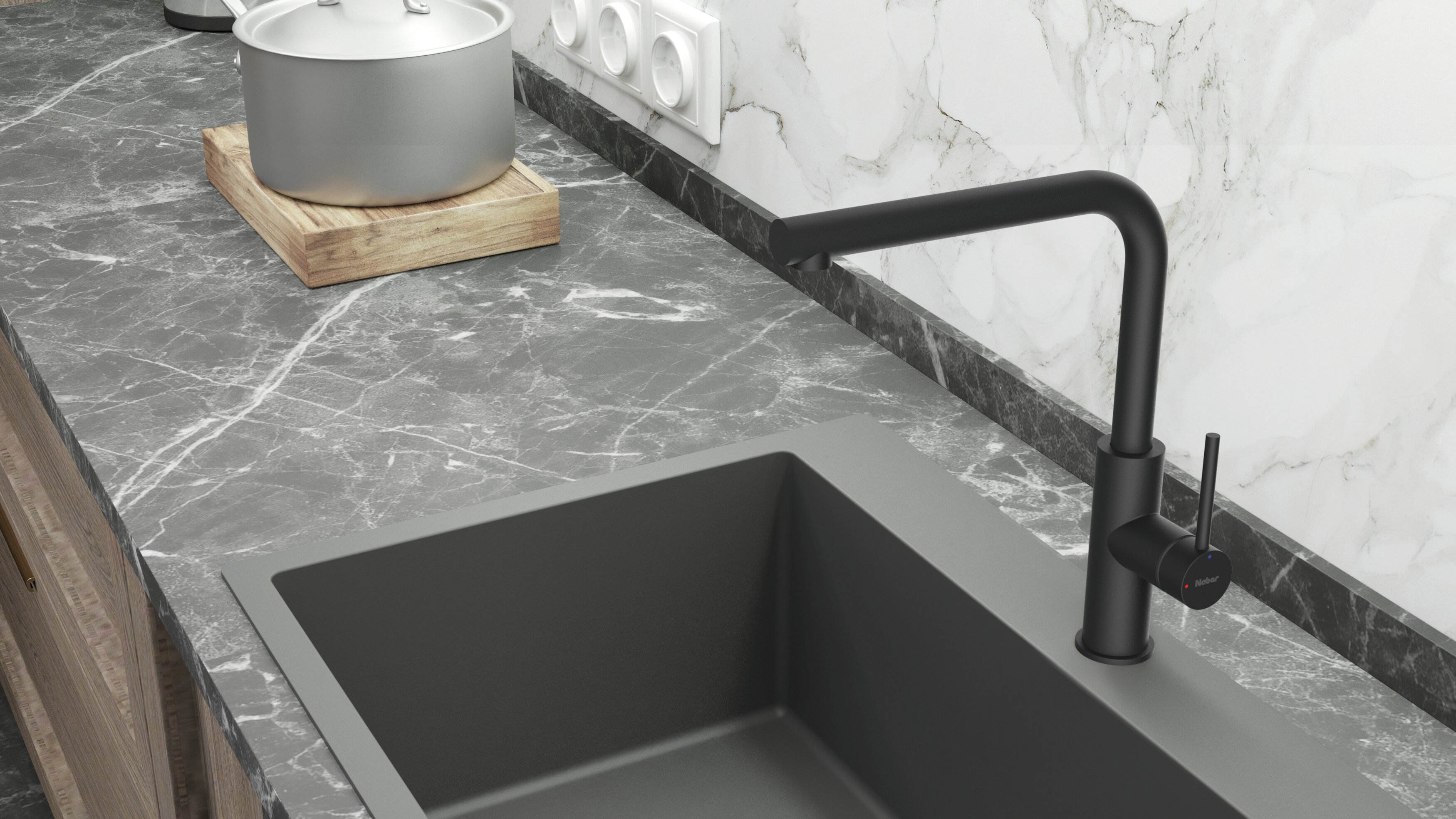 Naber 5025016, SERVIZIO Namor® 3, schwarz matt, ohne Laminarstrahlregler, Niederdruck