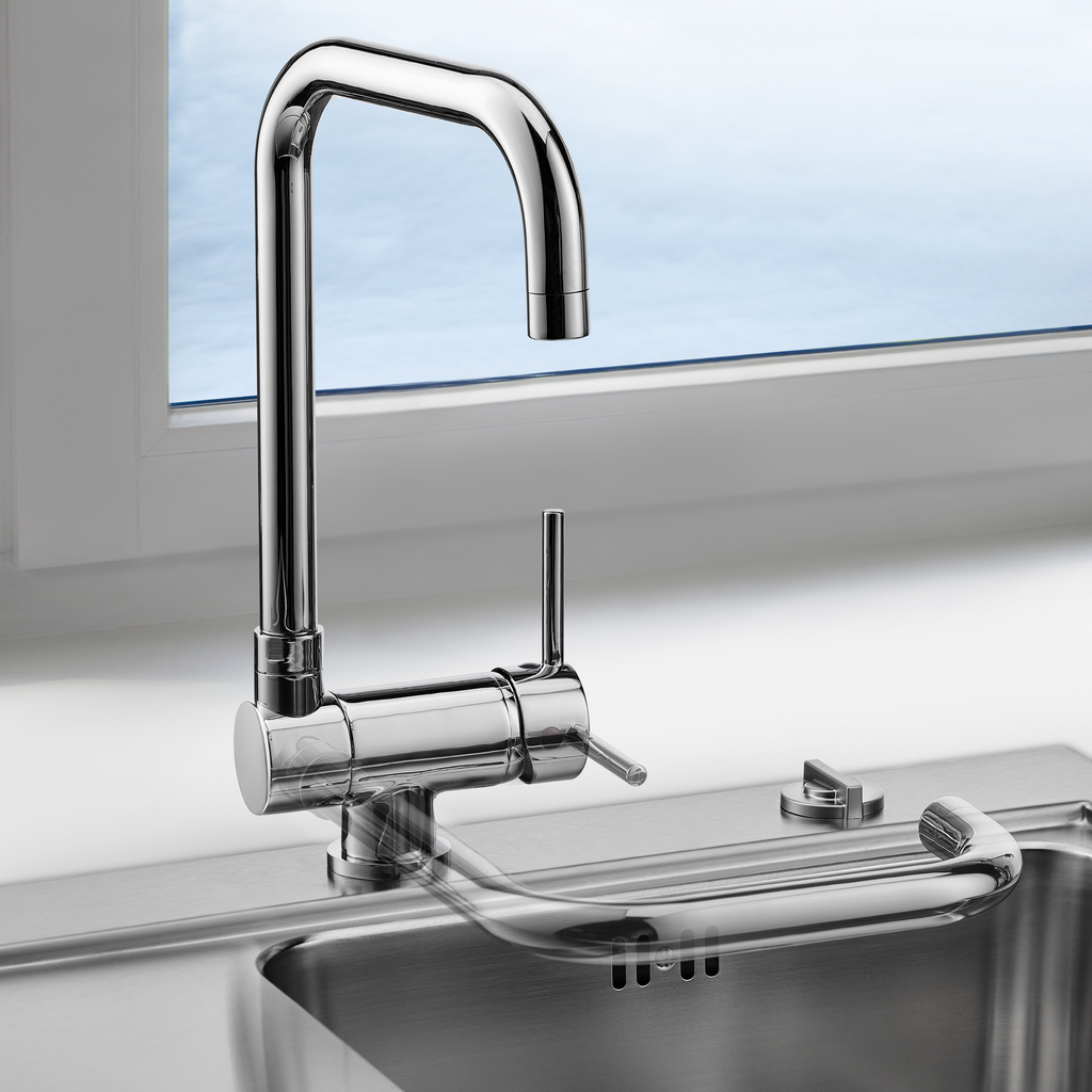 Naber 5011076, Drizza Fensterarmatur, Einhebelmischer, chrom, Hochdruck, Erkelenz
