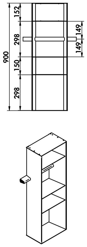 Naber 8041218, transFORM top shelf, 900 x 300 x 180 mm (H x W x D)
