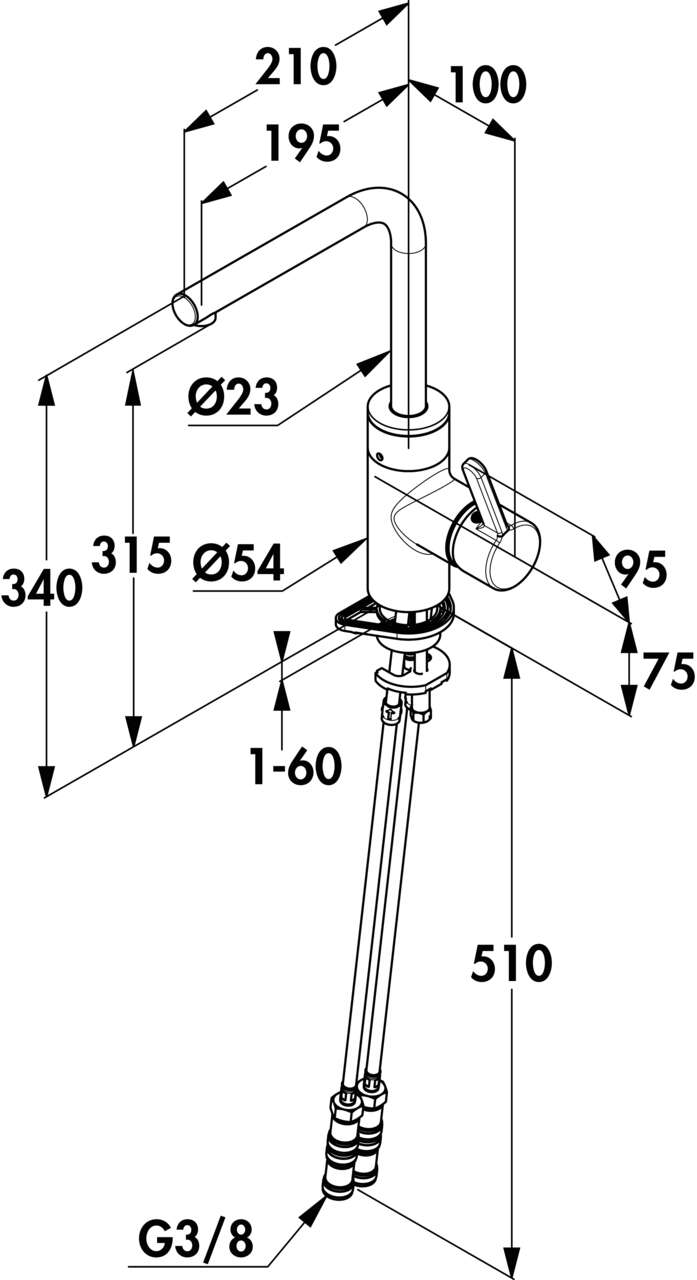 Naber 5023128, Kludi E-GO-L Sensor, chrom, mit Netzstecker, Hochdruck