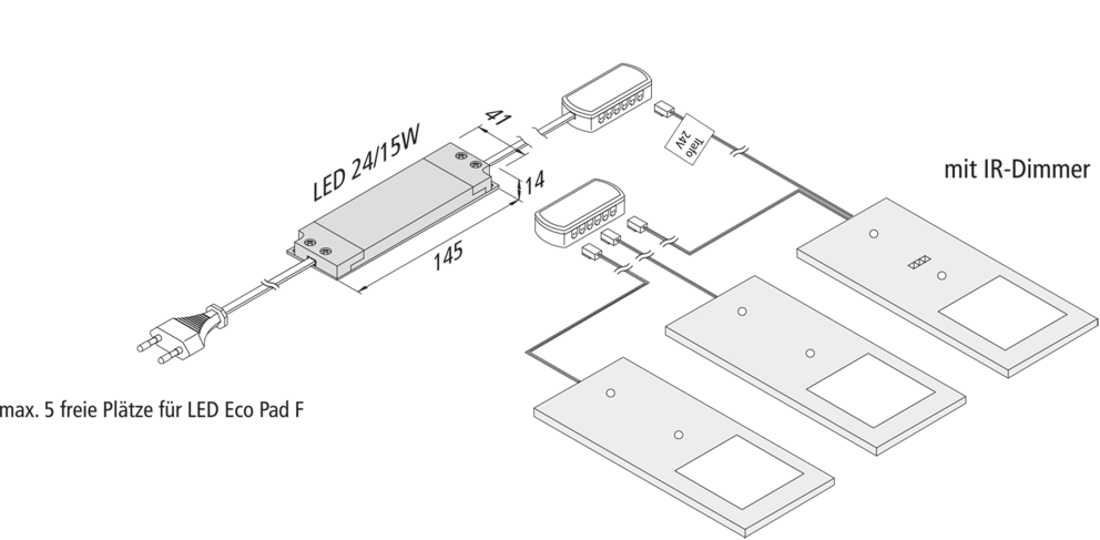 HERA LED ECO-PAD F schwarz 3er Set ww 3000K