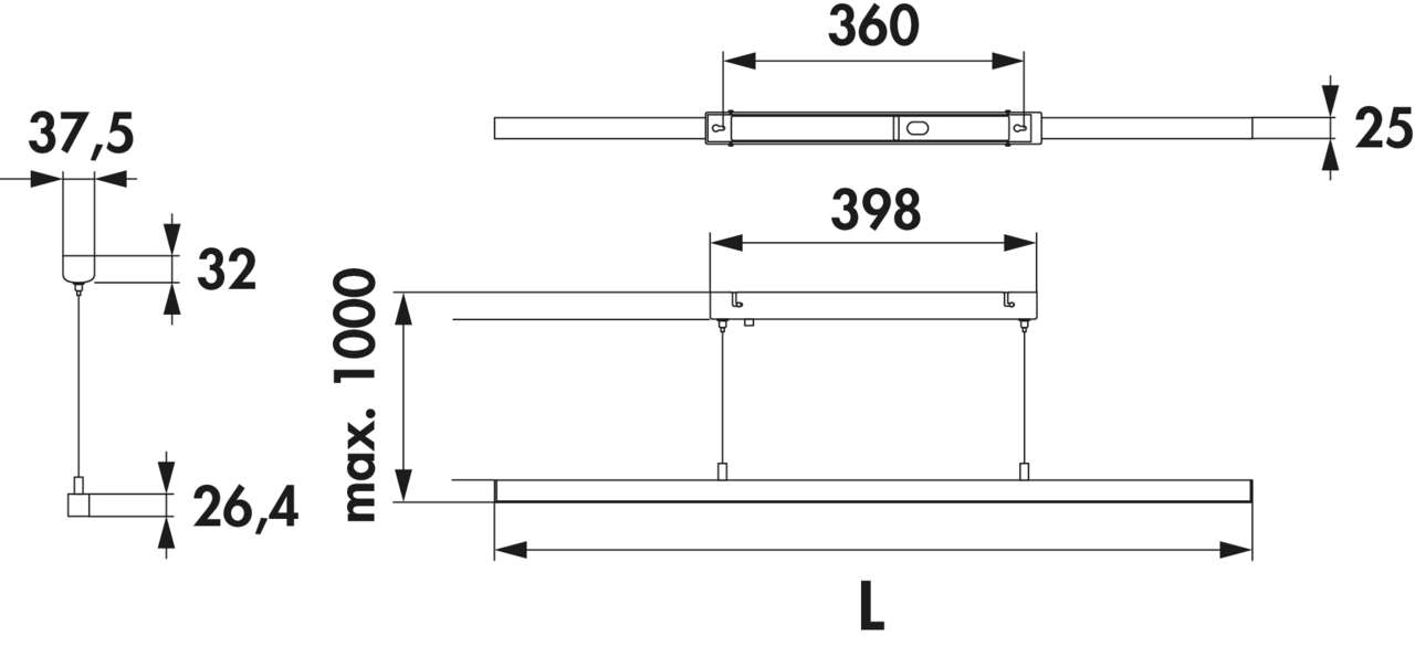 Naber 7065061, Asta LED, L 900 mm, 13,9 W, schwarz matt