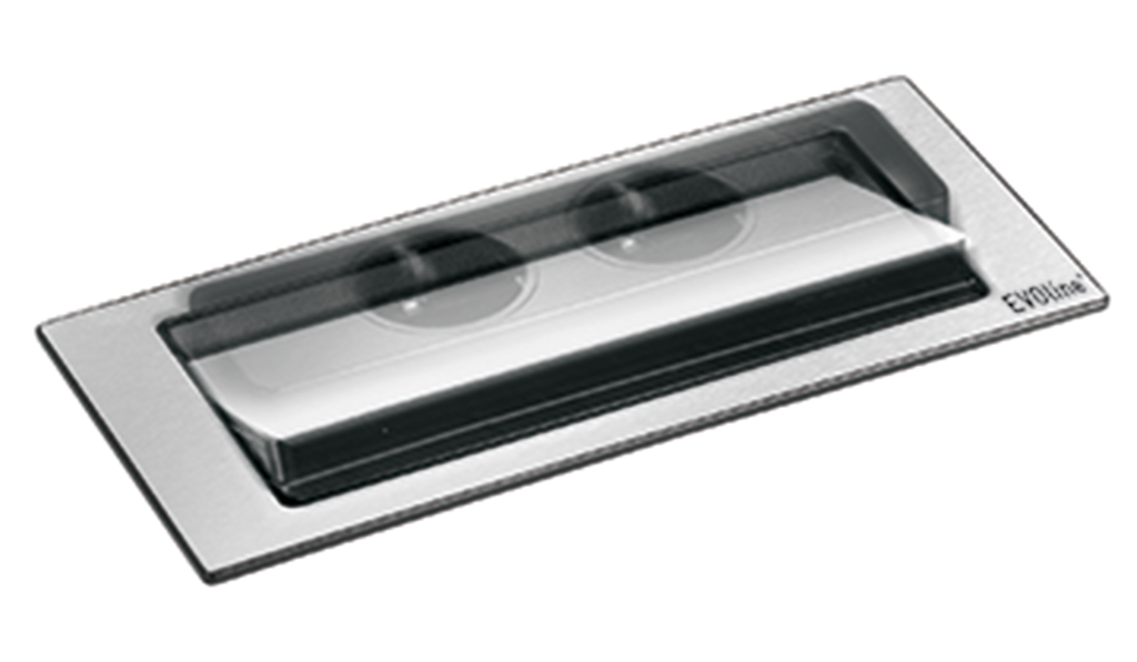 Naber, 8031151, Evoline® BackFlip-USB, mit Schukosteckdosen, Edelstahl, Erkelenz