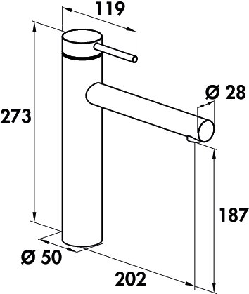 Naber 5025013, SERVIZIO Namor® 1, Edelstahl, ohne Laminarstrahlregler, Niederdruck