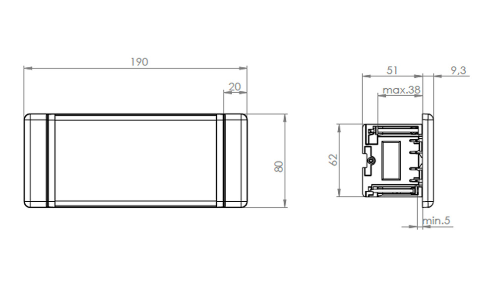 EVOline FrameDock Hide zwart 2xSchuko + USB A+C