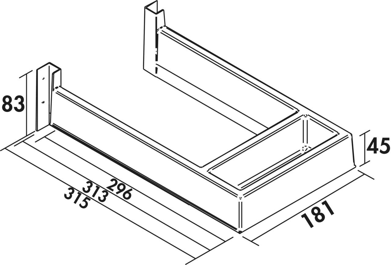 Naber 8032203, Passo Siphonschutz 2, Schubladeneinsatz, oriongrau