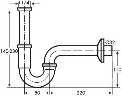 Naber, 1051029, Röhrengeruchsverschluss 4, 1 ¼" x 1 ¼", Erkelenz