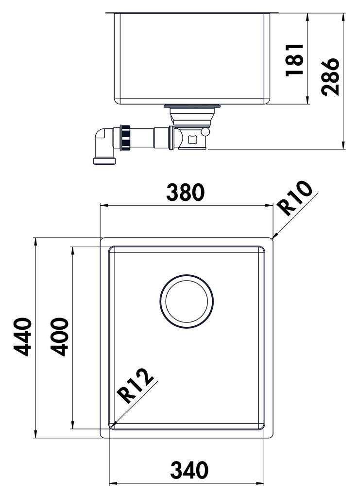 Naber 1013140, Corno Basso 2, Einbauspüle Edelstahl