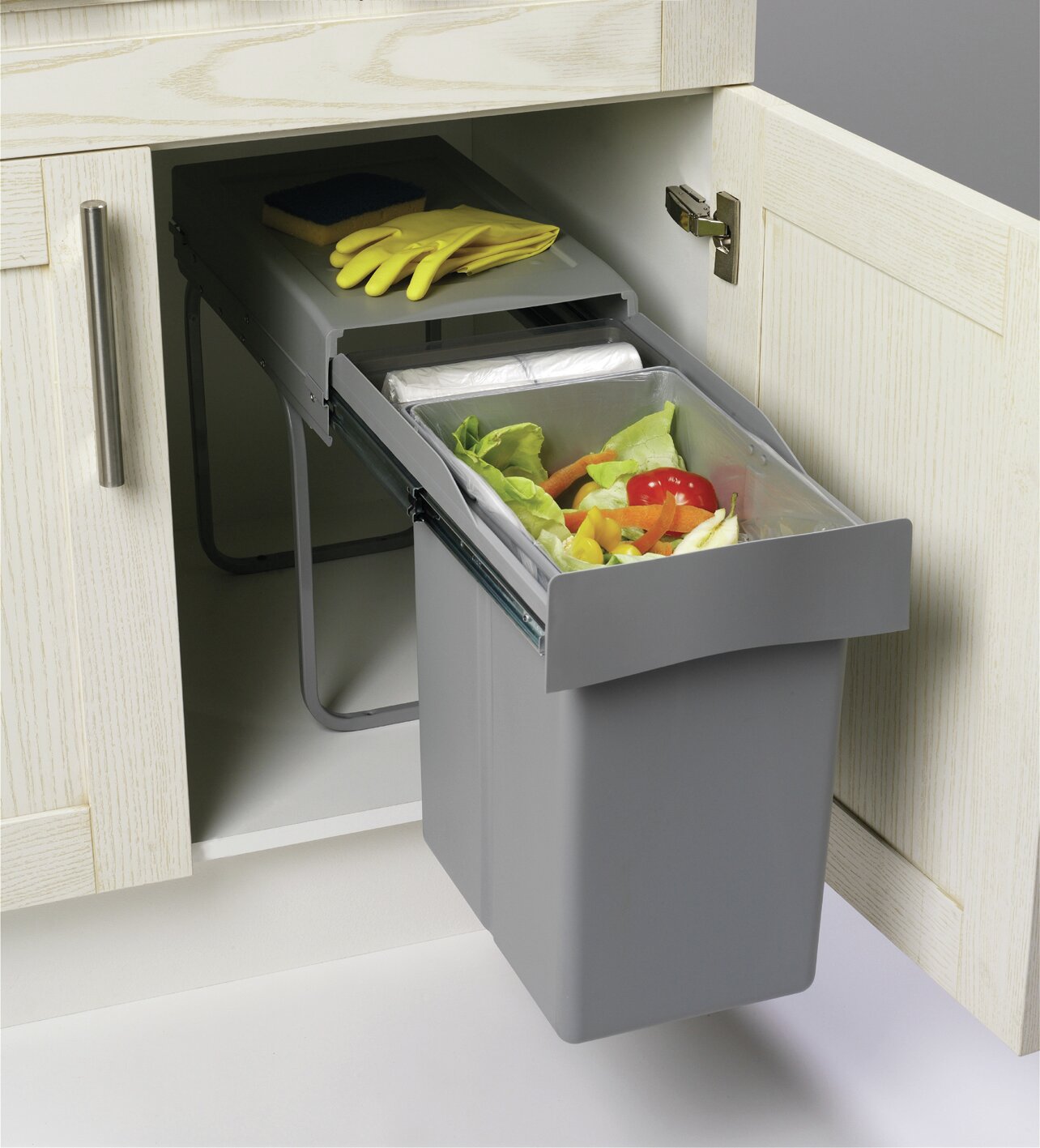 WESCO® Einbauabfallsammler 30DT mit Ablageschale, alu grau