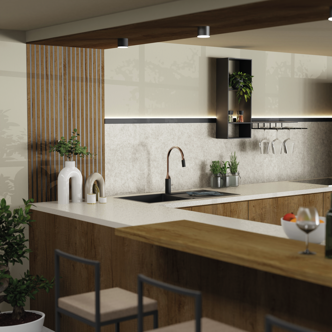 Naber 5021343, Grace waterleiding, koper-zwart mat, hoge druk