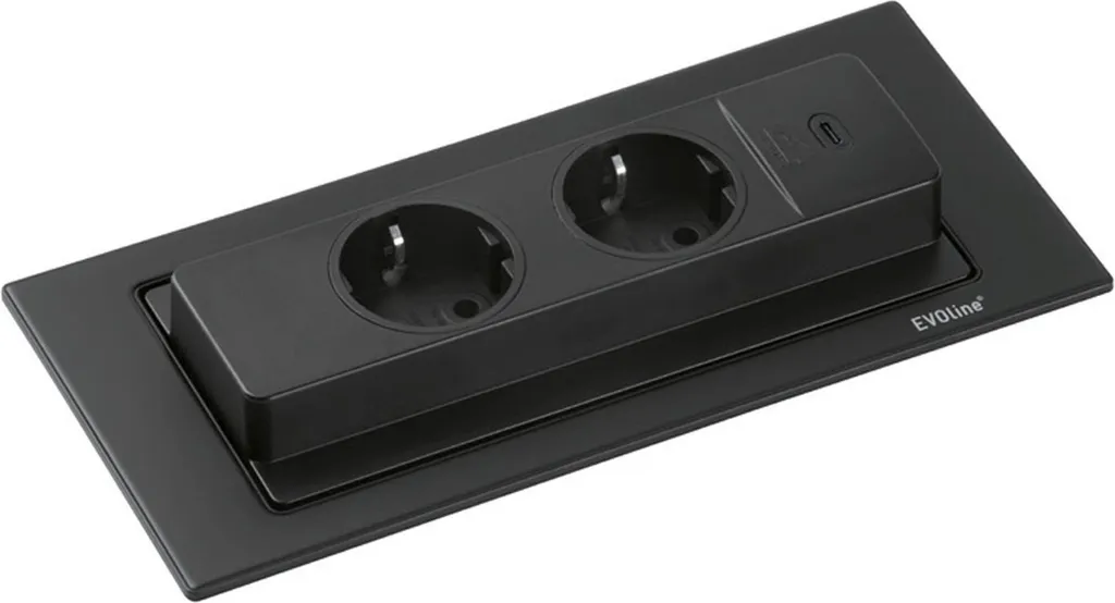 EVOline Backflip USB-A Glas schwarz Steckdose
