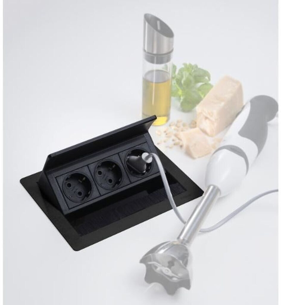 EVOline® FlipTop PUSH S 3x VDE wandcontactdozen zwart mat