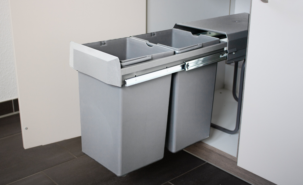 MABO Einbau-Abfallsammler 2-fach US 30 2x15 L grau Vollauszug