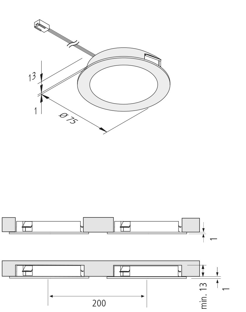 HERA Dynamic-2P FAR 68-LED single luminaire round 2700-5000K