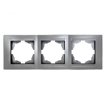 Gunsan,Moderna,3-fach Rahmen,für 3 Steckdose,Schalter,Dimmer,Silber,01291500000143,Erkelenz