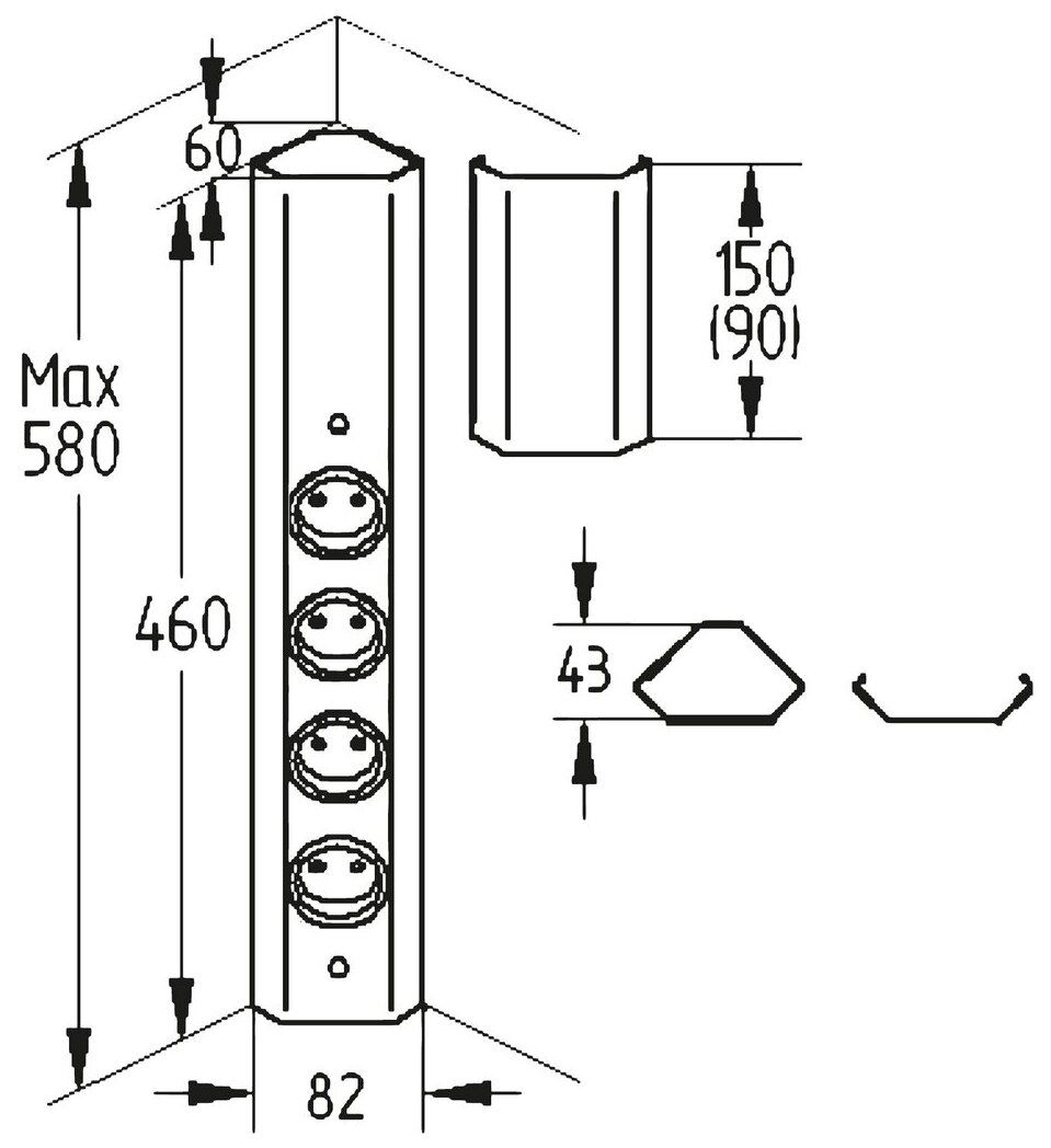 Naber 7053093, Mira Eck small 1, Edelstahl