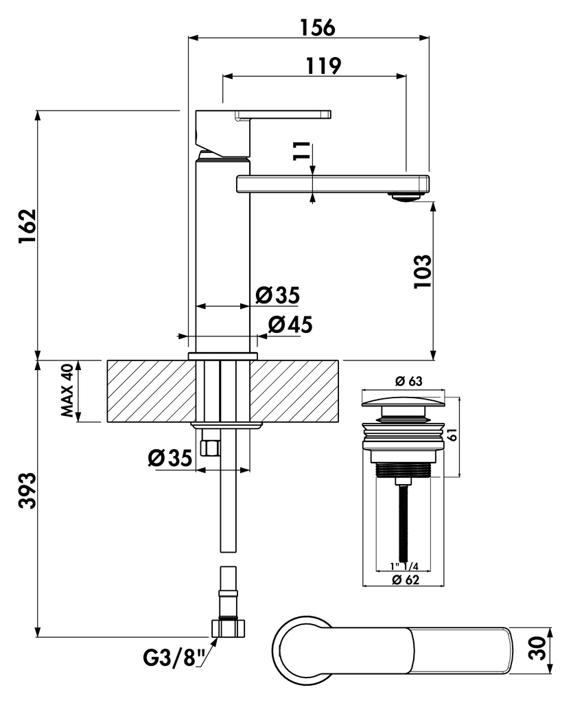 Naber 5011285 Glam 1, Einhebelmischer Chrom, Erkelenz