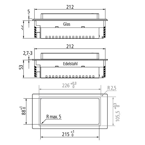 EVOline® BackFlip met USB-A roestvrij staal gekleurd