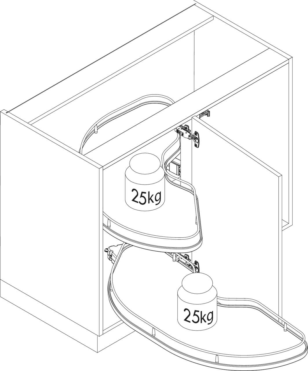 Naber 8037106, Cornerstone Maxx Tablar, 900 mm Schrank, 450 mm Tür, links, chrom