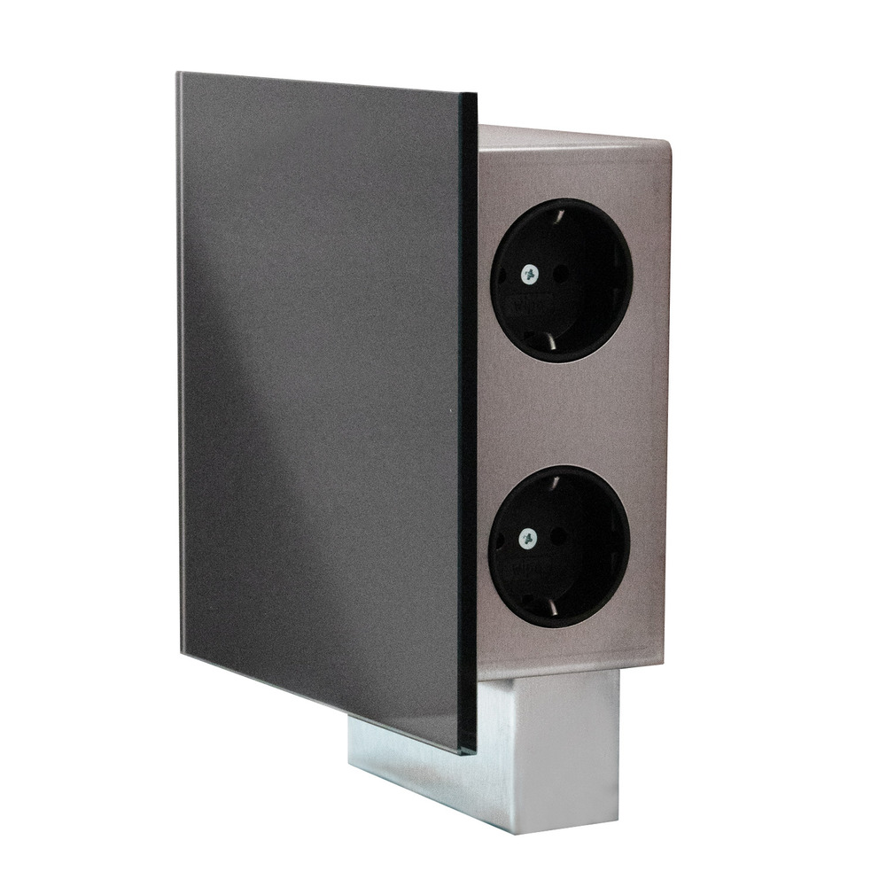 Naber 7053127, Mira Quad Glas USB A/C, Edelstahl/Glas schwarz