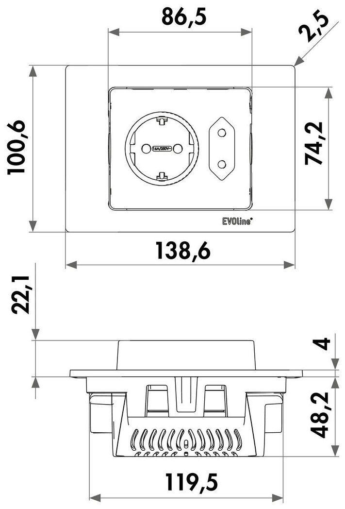 Evoline® Spin USB C, schwarz matt