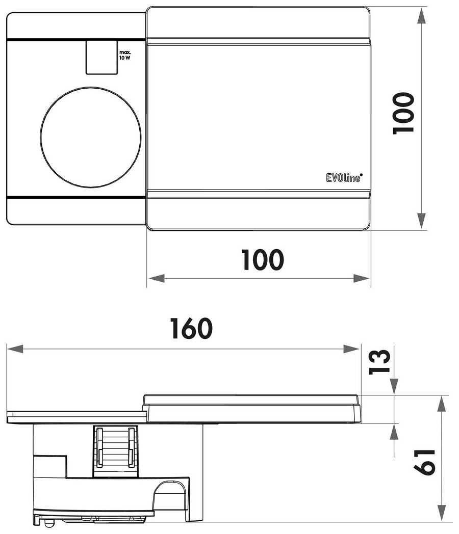Evoline® Circle80 met schuifdeksel, mat zwart