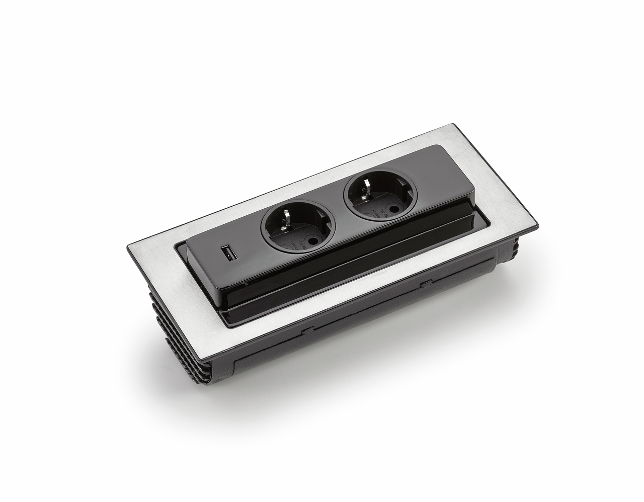 Naber 8031166, Evoline® BackFlip USB A, mit Schweizer Steckdosen, flächenbündig H 2,6 mm, schwarz lackiert