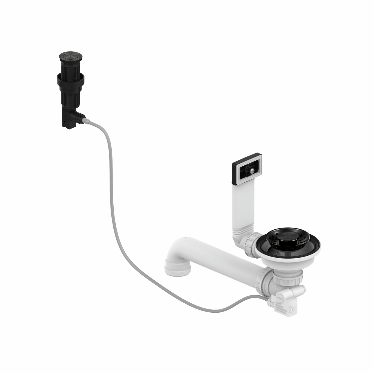 Naber 1106190, Druckknopfexzentergarnitur, 3½" Siebkorbventil, für Einzelbecken, schwarz