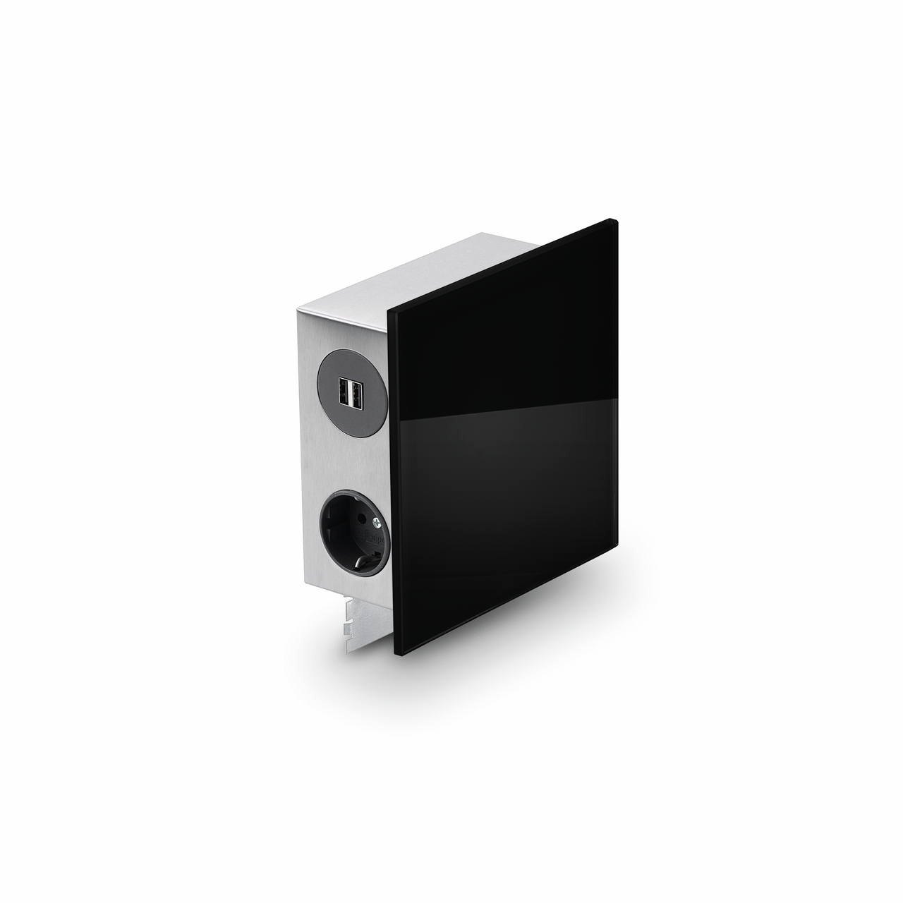 WIPO Power Quad G Steckdosenelement 3x Schuko 2 x USB Glas schwarz