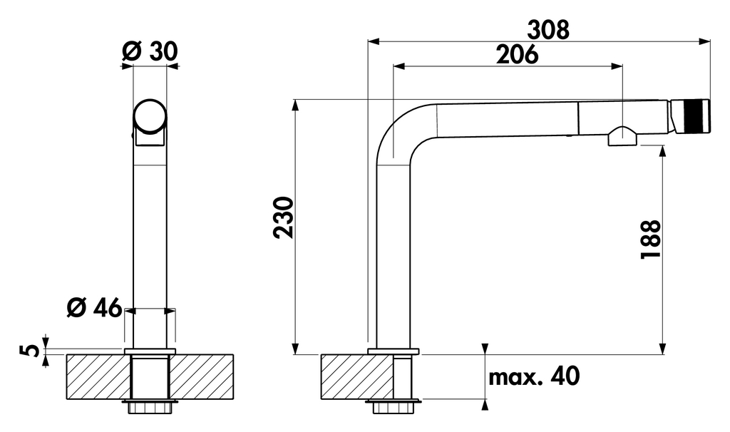 Naber 5011283, Turno Solo, edelstahlfinish, Hochdruck, Einhebelmischer, Erkelenz