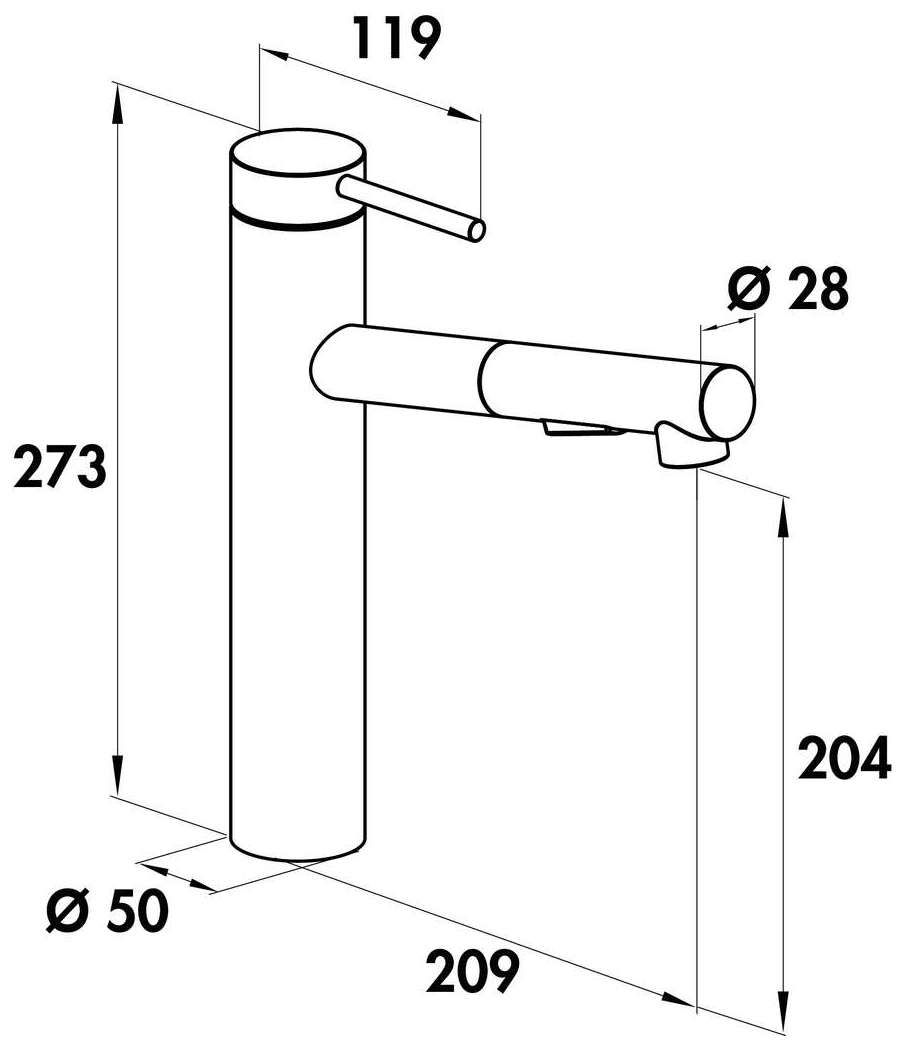 Naber 5025004, SERVIZIO Namor® 2, schwarz matt, Hochdruck