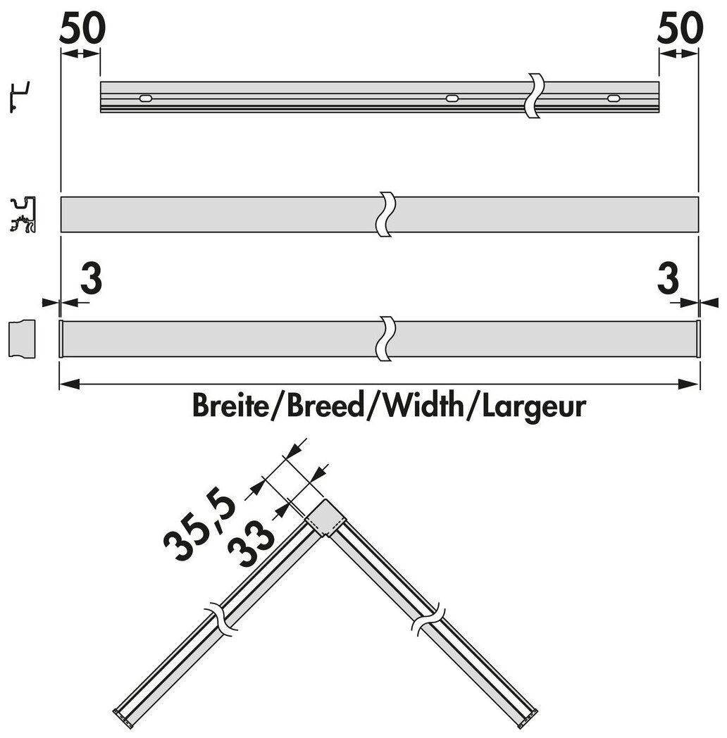 Naber 7062450, Lucento Profilsystem, 1200mm, 1200mm, schwarz