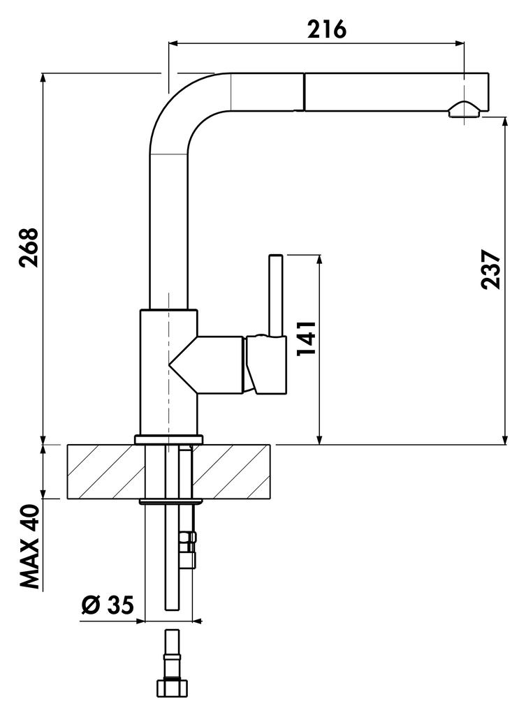Naber 5011271, LINEA Arco2, kupferfarbig, Hochdruck,  Einhebelmischer, Erkelenz
