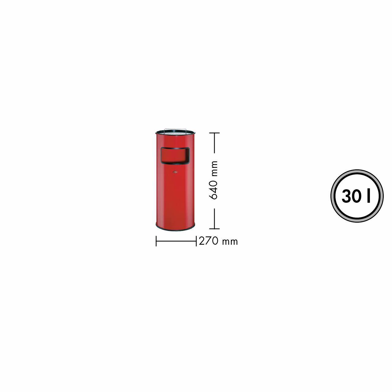 WESCO® Standascher 30 mit Sieb, Standmülleimer, rot