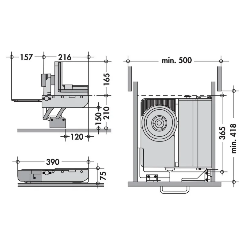 affettatrici, Ritterwerk AES 62 SR/SL-H, per larghezza mobile min. 500 mm –  in Häfele Italia Shop