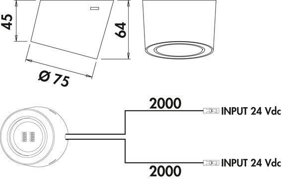 Unika 4 Farbwechsel LED, Einzelleuchte mit 2-fach USB A, schwarz matt