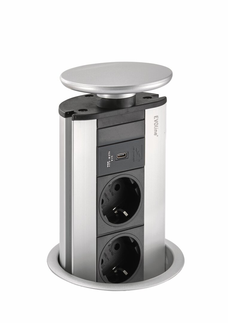 Naber 8031278, Evoline® Port USB C, Deckel silberfarbig