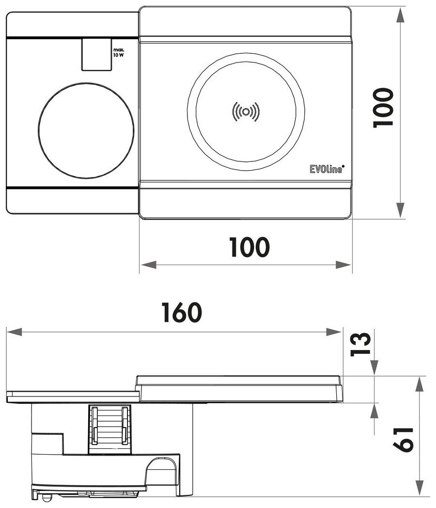 Evoline® Circle80 met DisQ schuifdeksel, mat zwart
