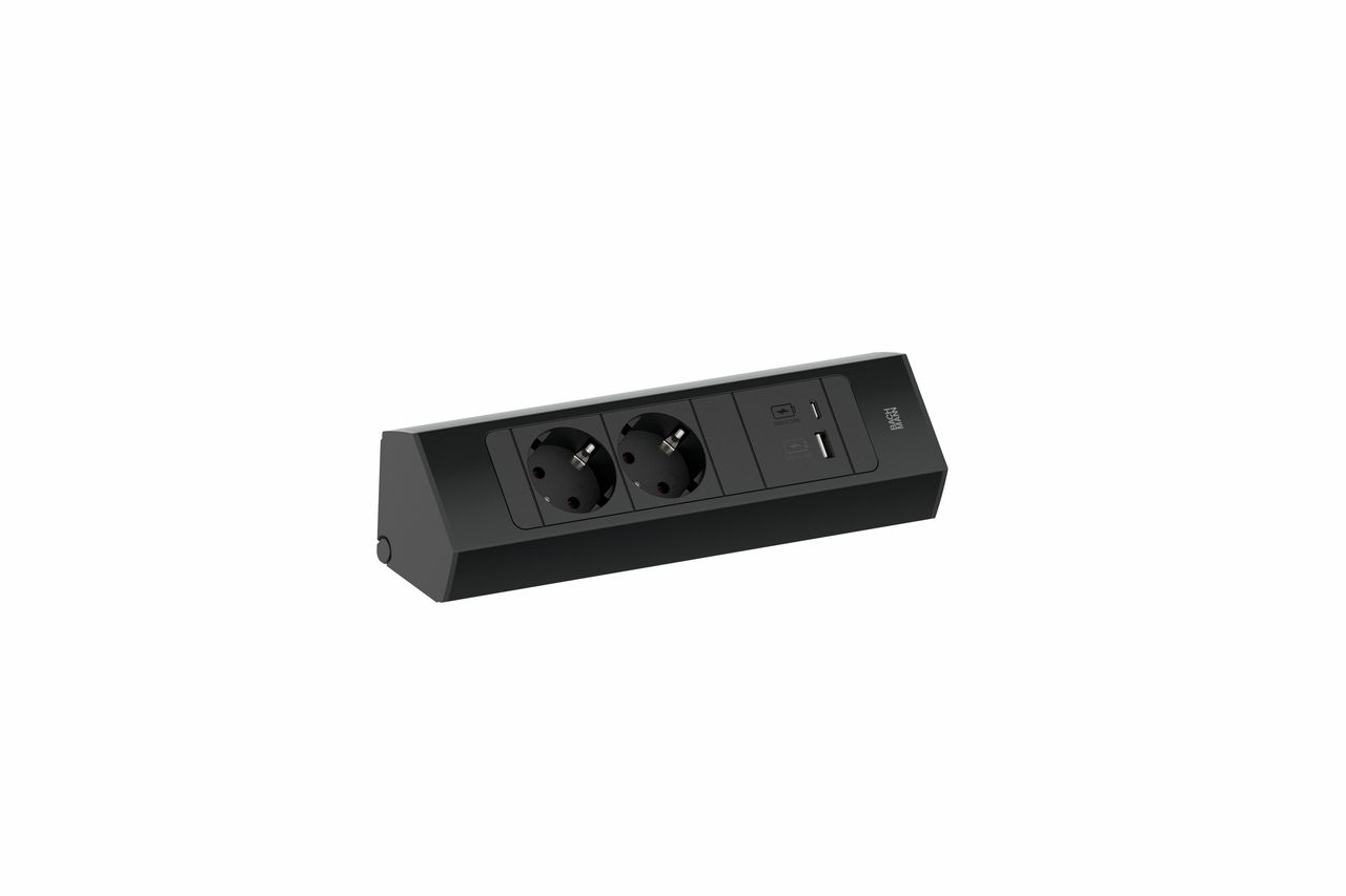 Naber 7053248 Casia 2K Steckdosenleiste USB A+C, schwarz matt