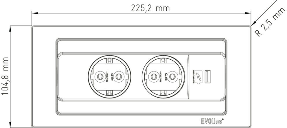 EVOline® BackFlip met USB-A roestvrij staal gekleurd