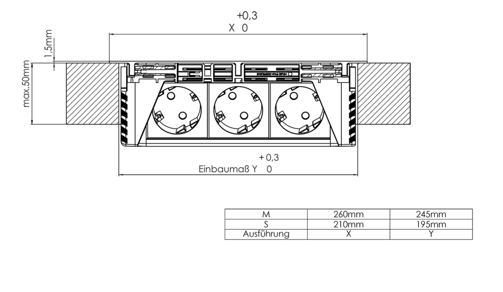 EVOline® FlipTop PUSH S 3x VDE wandcontactdozen zwart mat