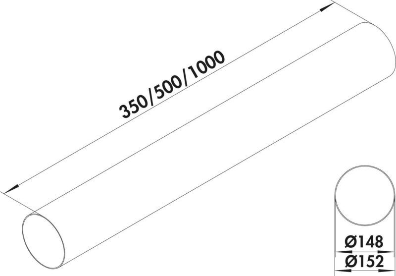 Naber 4052102, R-150 rond kanaal, ventilatiekanaal, wit, L 1000mm