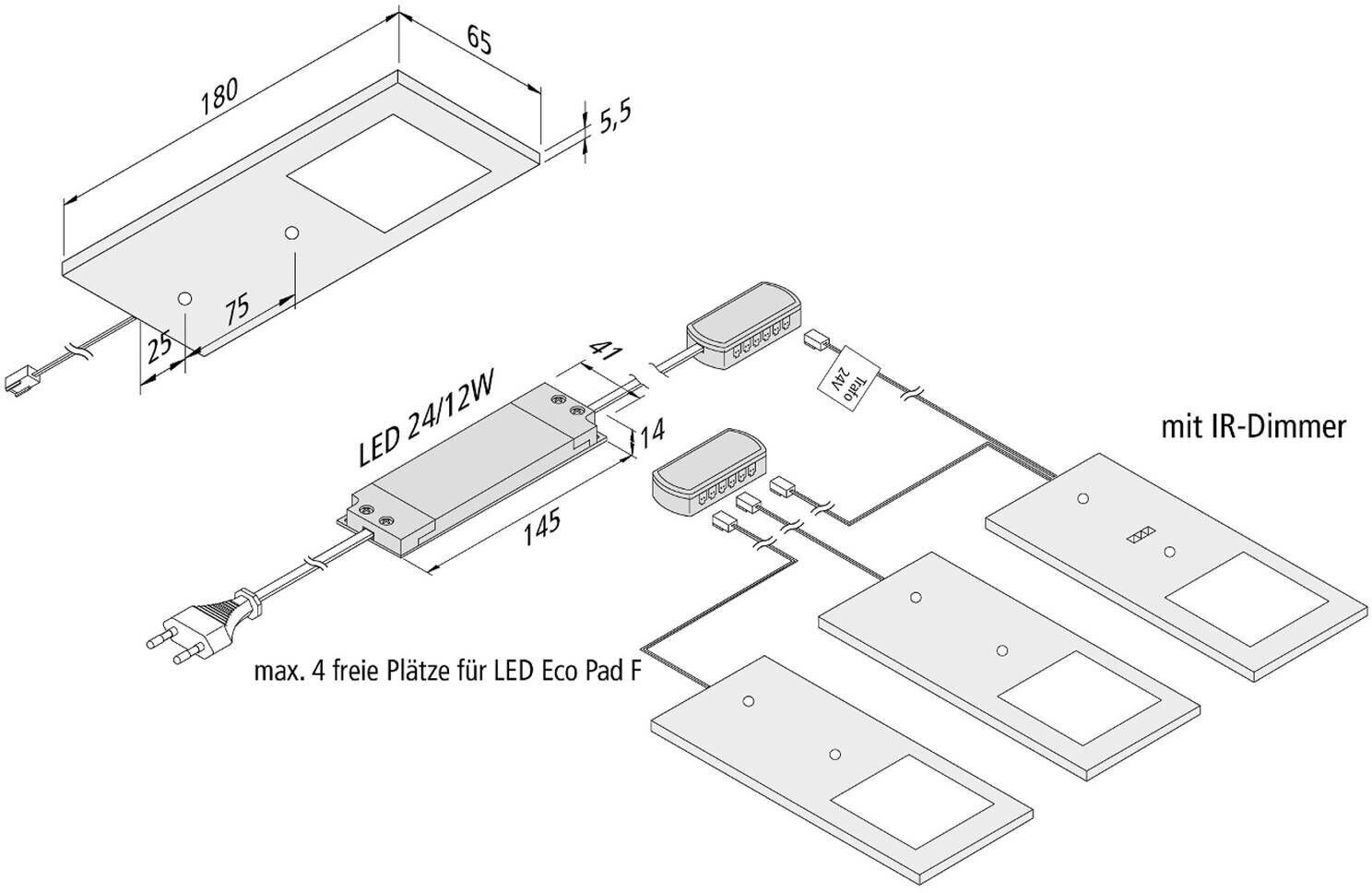 HERA LED ECO-PAD F alu-gebürstet 3er Set ww 3000K