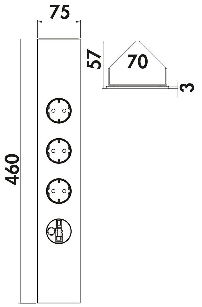 Naber 7053203, Mira Eck Glas USB C Snap, Aluminium schwarz/Glas schwarz