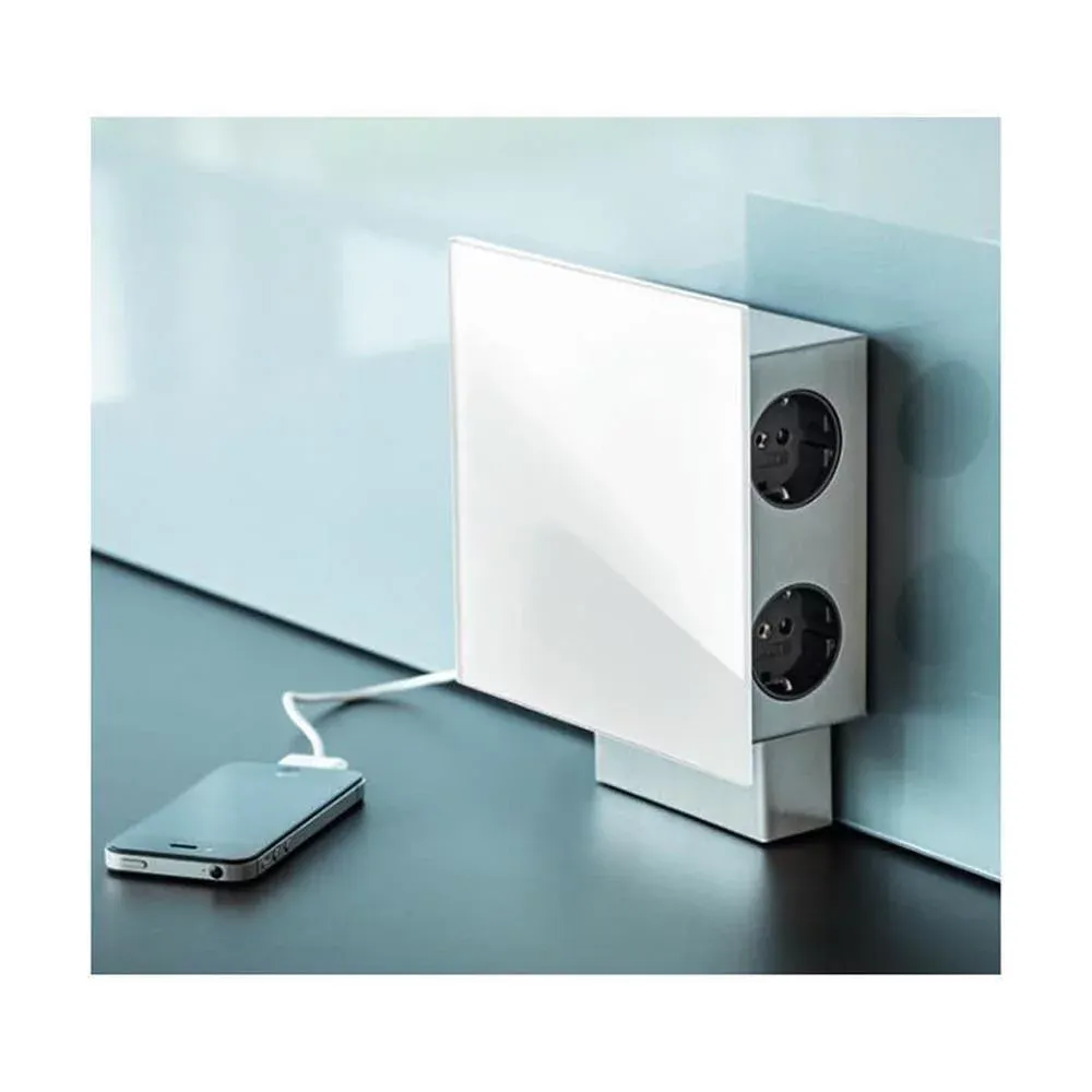 WIPO Power Quad G stopcontact element 3x Schuko 2 x USB-A glas wit