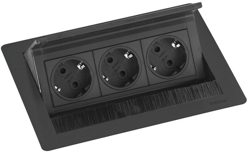 EVOline® FlipTop PUSH S 3x VDE wandcontactdozen zwart mat